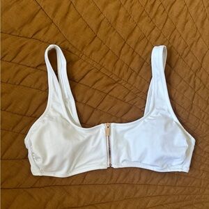 Shade & Shore White Bralette with Zip Detail